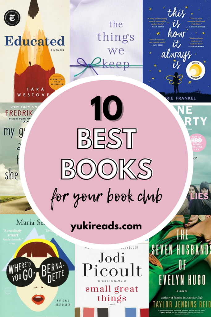 10 Best Books for your Book Club pinterest with different popular book covers you should read