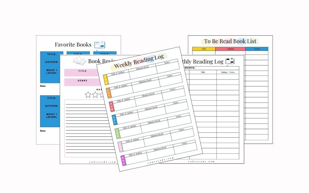 Free reading template that is printable with a variety of color themes and page options, including a book review template.